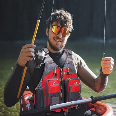 Veste Imperméable Respirante Homme - FishingVestOutdoor™ - Rouge - Coin Pêcheur